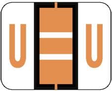 Doctor Stuff - File Folder Labels, Alphabet Letter U, Compatible with Smead BCCR/BCCS - TPAM Series Alpha Stickers Fluorescent Orange, 1" x 1-1/4", 500/Roll
