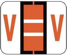 Doctor Stuff - File Folder Labels, Alphabet Letter V Stickers, Compatible with Smead BCCR/BCCS - TPAM Series Alpha Stickers Orange, 1" x 1-1/4", 120 Labels per Package