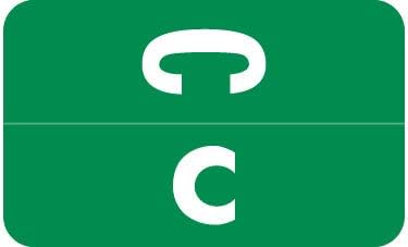 Doctor Stuff - File Folder Labels, Alphabet Letter C, Compatible with Smead Alpha Z Acc/ACCS - SMSM Series Alpha Stickers Dark Green, 1-5/8" x 1”, 250/Roll