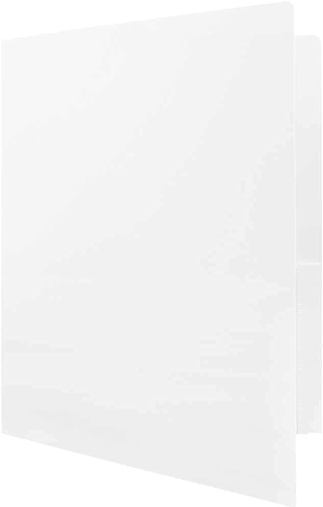 JAM PAPER Heavy Duty Plastic 2 Pocket Extra Tough School Folders - White - 6/Pack