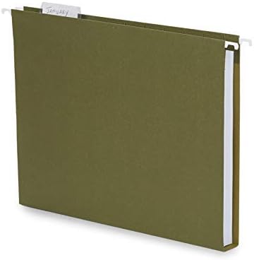 Blue Summit Supplies Hanging File Folders Extra Capacity 1 inch, Hanging File Folders 1 inch Expansion, Designed for Bulky Files and Charts, Letter Size, Standard Green, 25 Pack