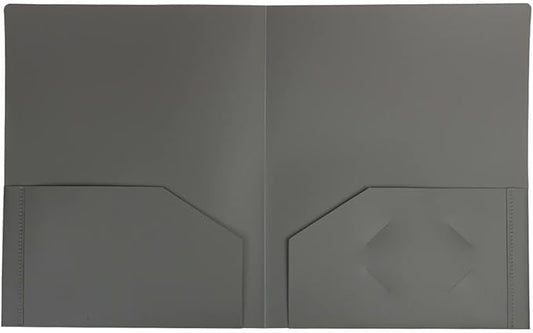 JAM PAPER Heavy Duty Plastic 2 Pocket Extra Tough School Folders - Grey - Bulk 48/Pack
