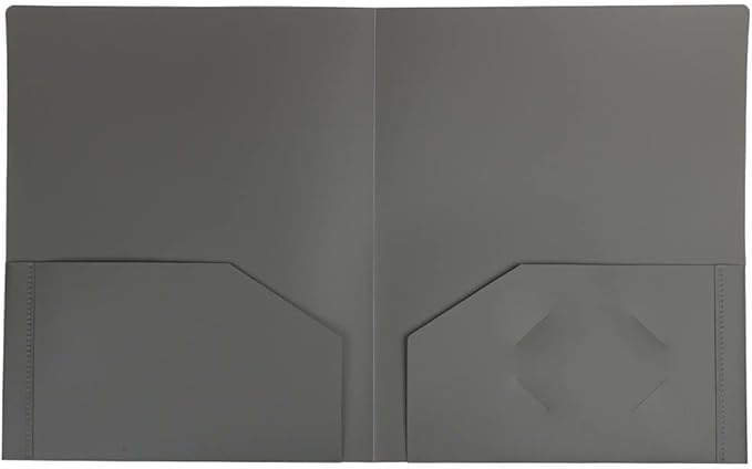 JAM PAPER Heavy Duty Plastic 2 Pocket Extra Tough School Folders - Grey - Bulk 144/Box