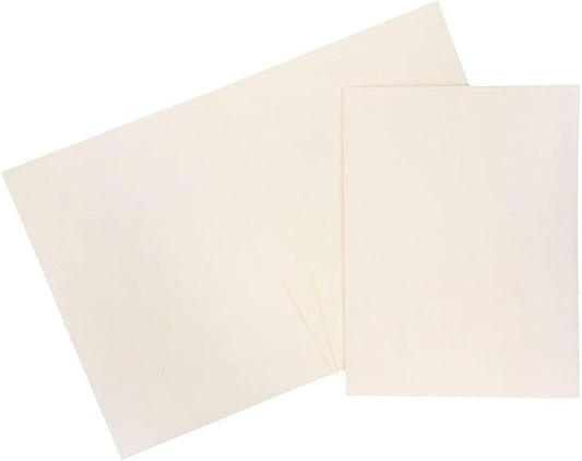 JAM PAPER Two Pocket Textured Linen Presentation Folders - Letter Size Business Folder - Ivory - 6/Pack