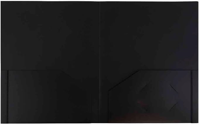 JAM PAPER Heavy Duty Plastic 2 Pocket Extra Tough School Folders - Black - Bulk 48/Pack