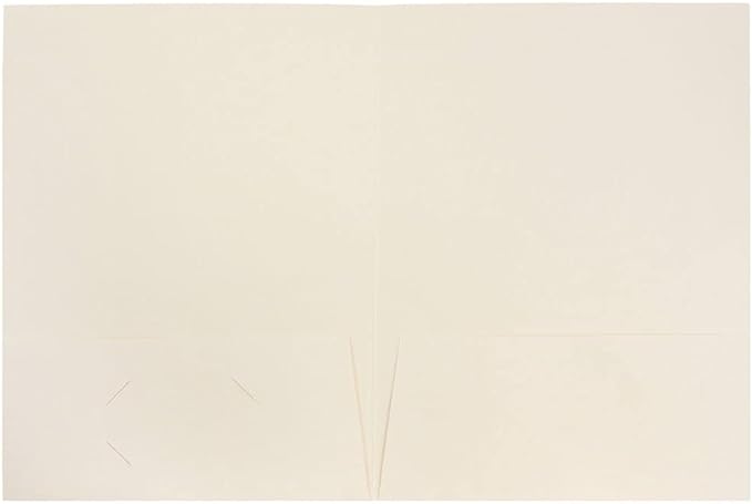 JAM PAPER Two Pocket Textured Linen Presentation Folders - Letter Size Business Folder - Ivory - 6/Pack