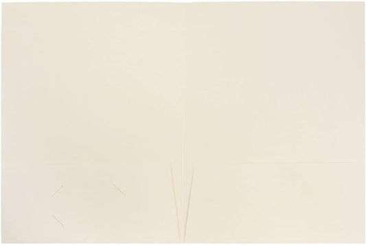 JAM PAPER Two Pocket Textured Linen Presentation Folders - Letter Size Business Folder - Ivory - 6/Pack