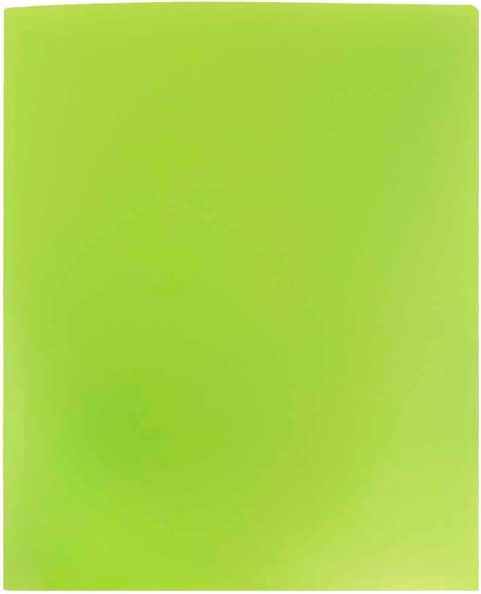 JAM PAPER Heavy Duty Plastic 2 Pocket Extra Tough School Folders - Lime Green - Bulk 144/Box
