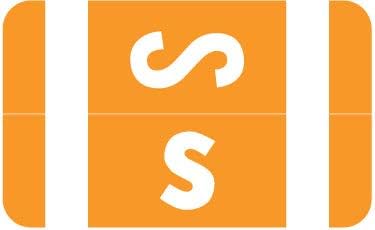 Doctor Stuff - File Folder Labels, Alphabet Letter S, Compatible with Smead Alpha Z Acc/ACCS - SMSM Series Alpha Stickers Orange, 1-5/8" x 1”, 250/Roll