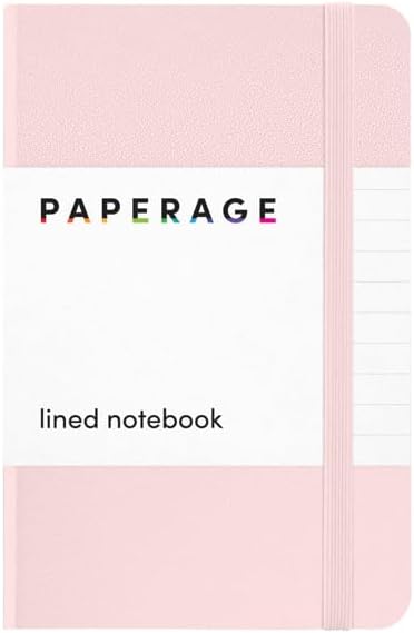 PAPERAGE Lined Pocket Journal Notebook, 1 Pack, (Blush), 160 Pages, Small, 3.6 inches x 5.6 inches - 100 GSM Thick Paper, Hardcover