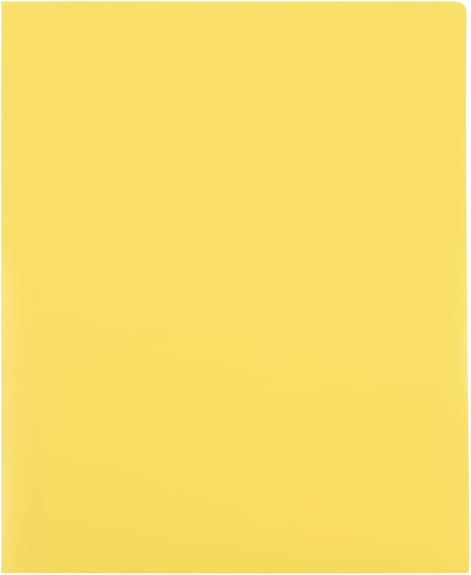 JAM PAPER Heavy Duty Plastic 2 Pocket Extra Tough School Folders - Yellow - 6/Pack