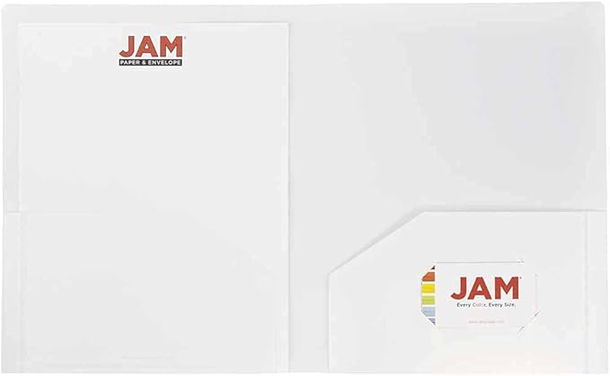 JAM PAPER Heavy Duty Plastic 2 Pocket Extra Tough School Folders - White - 6/Pack