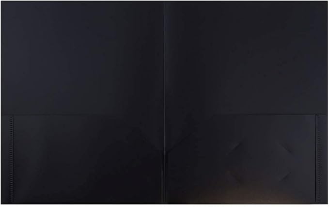 JAM PAPER Plastic 2 Pocket POP Folders - Durable School Folders - Black - 6/Pack