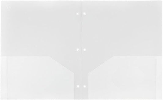 JAM PAPER Heavy Duty Plastic 3 Hole Punch Pocket Folders - Extra Tough School Folders - Clear - 3/Pack