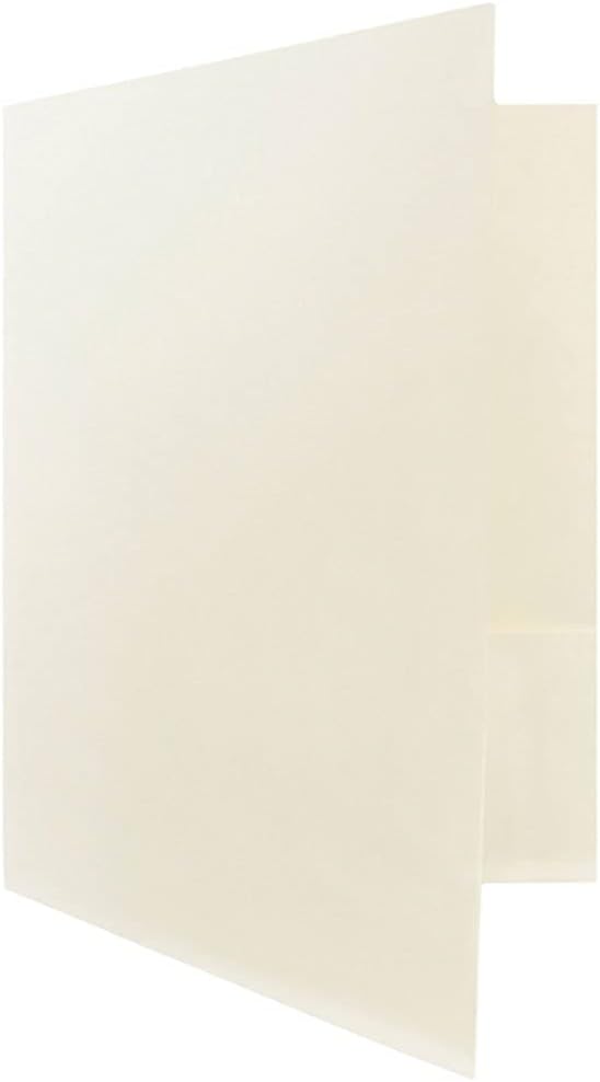 JAM PAPER Two Pocket Textured Linen Presentation Folders - Letter Size Business Folder - Ivory - 6/Pack