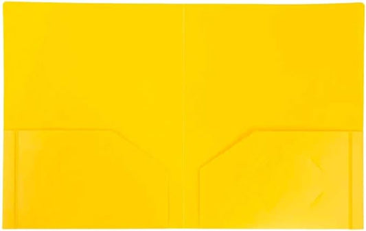 JAM PAPER Heavy Duty Plastic 2 Pocket Extra Tough School Folders - Yellow - 3/Pack