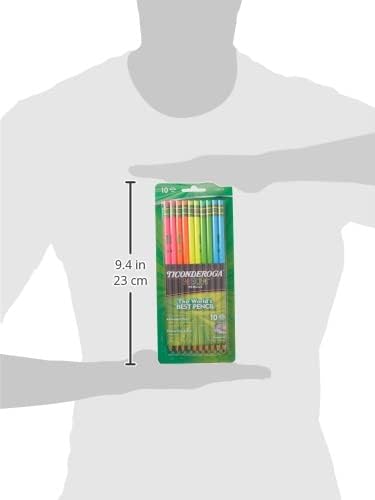 Ticonderoga Wood-Cased Pencils, Pre-Sharpened, #2 HB Soft, Neon Colors, 10 Count