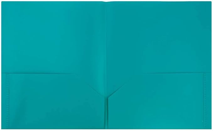 JAM PAPER Plastic 2 Pocket POP Folders - Durable School Folders - Teal Blue - 6/Pack