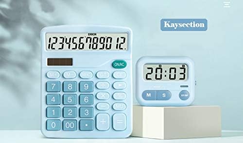 YOUHO Office Desk Calculator, 12-bit Solar Battery Dual Power Standard Function Electronic Calculator with Large LCD Display (1PACK，Blue)