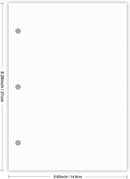 (5-Pack) A5 Filler Paper, 3 Hole Planner Refills, Organizer, Loose-leaf Binder Paper, Total 500 Sheets/1000 Pages, 100gsm, Blank, White Paper, 5.8 x 8.2 Inch, 3 Hole Filler Paper