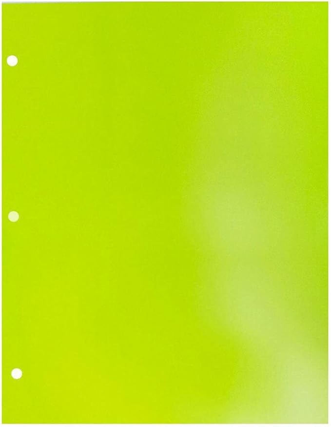 JAM PAPER Laminated Two Pocket Glossy 3 Hole Punch School Folders - Letter Size - High Gloss Lime Green - 6/Pack