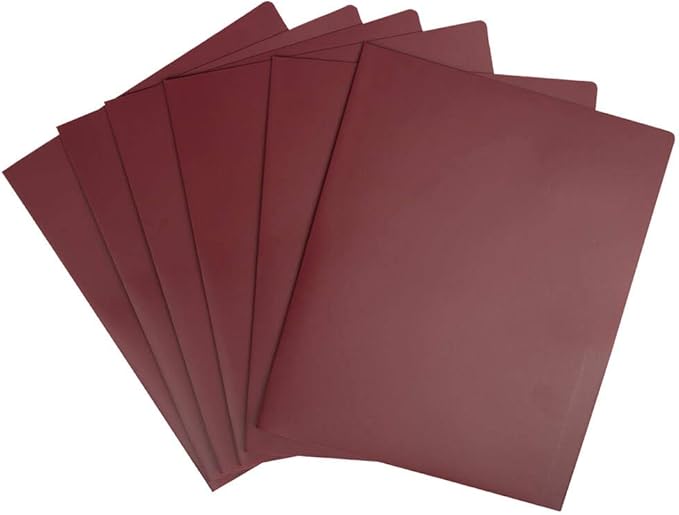 JAM PAPER Heavy Duty Plastic 2 Pocket Extra Tough School Folders - Burgundy - 6/Pack