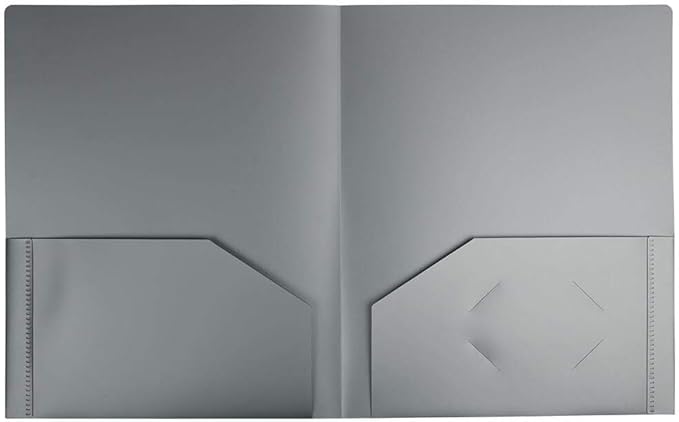 JAM PAPER Heavy Duty Plastic 2 Pocket Extra Tough School Folders - Silver - 6/Pack