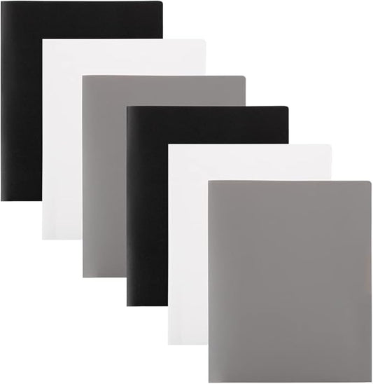 JAM PAPER Plastic 2 Pocket POP Folders - Durable School Folders - Assorted Business Colors - 6/Pack