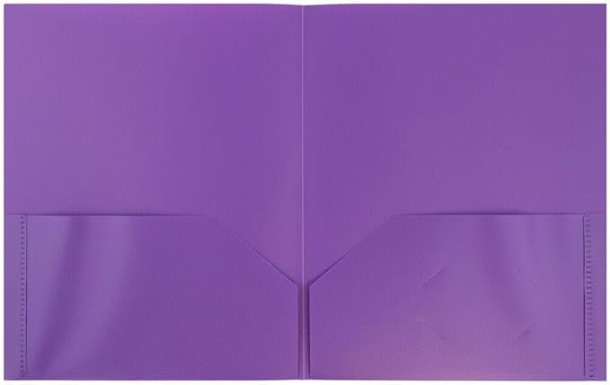 JAM PAPER Plastic 2 Pocket POP Folders - Durable School Folders - Purple - Bulk 48/Pack