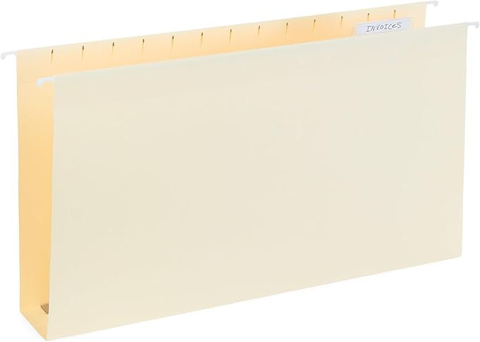 25 Blue Summit Supplies Legal Size Hanging File Folders - Assorted Colors, 2" Expansion, Legal Hanging File Folders for Filing Cabinet, 11PT Paper Stock with Tabs and Inserts Included