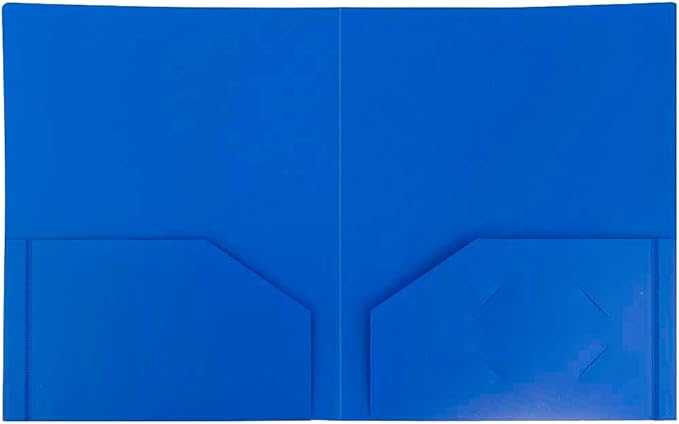 JAM PAPER Heavy Duty Plastic Two Pocket Extra Tough School Folders - Blue - 6/Pack