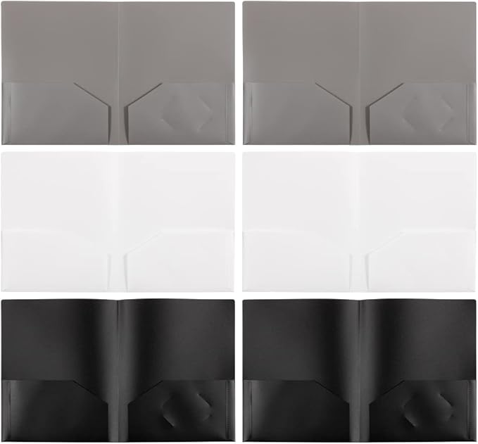 JAM PAPER Plastic 2 Pocket POP Folders - Durable School Folders - Assorted Business Colors - 6/Pack