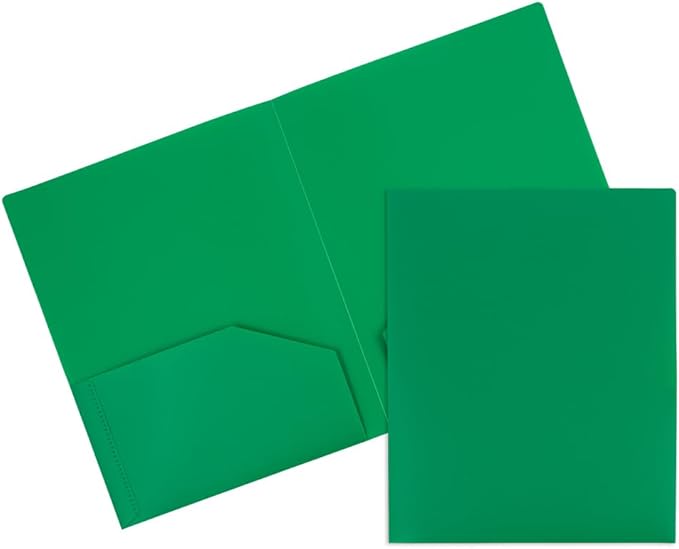 JAM PAPER Heavy Duty Plastic 2 Pocket Extra Tough School Folders - Assorted Primary Colors - Bulk 48 Folders/Box (8 Assorted Packs of 6)