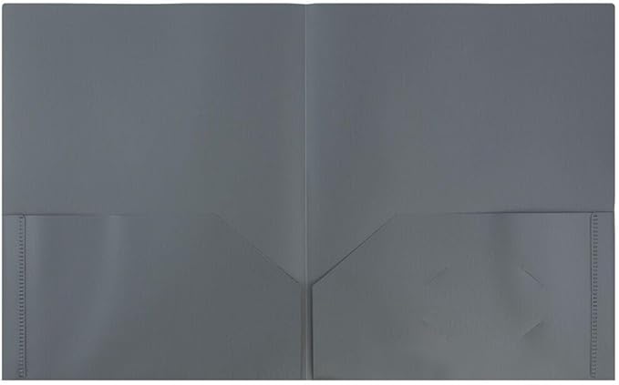 JAM PAPER Plastic 2 Pocket POP Folders - Durable School Folders - Grey - Bulk 48/Pack