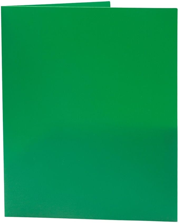 JAM PAPER Plastic 2 Pocket POP Folders - Durable School Folders - Green - Bulk 48/Pack