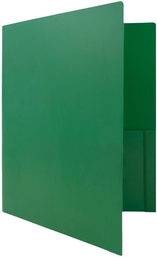 JAM PAPER Heavy Duty Plastic 2 Pocket Extra Tough School Folders - Green - Bulk 144/Box