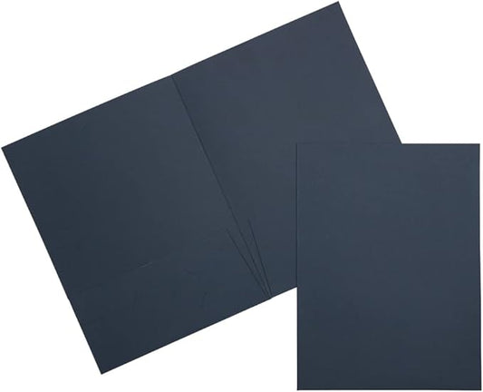 JAM PAPER Two Pocket Textured Linen Presentation Folders - Letter Size Business Folder - Navy Blue - 6/Pack