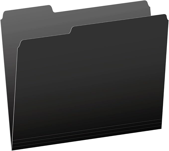 Pendaflex Letter Size Black File Folders, 1/3-cut Tab - 100 Pack