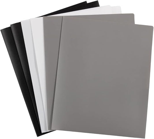 JAM PAPER Plastic 2 Pocket POP Folders - Durable School Folders - Assorted Business Colors - 6/Pack