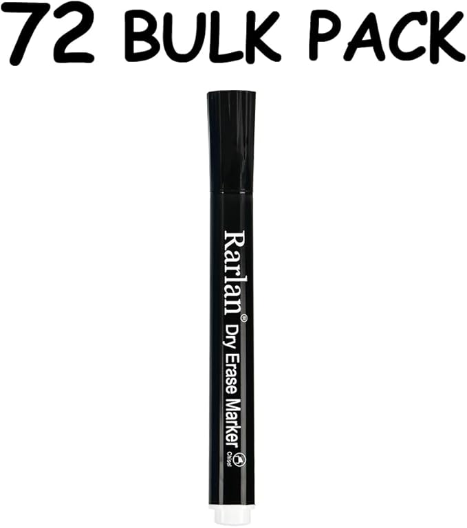 Dry Erase Markers Bulk, Chisel Tip, Black, Whiteboard Markers, 72 Count Bulk Pack