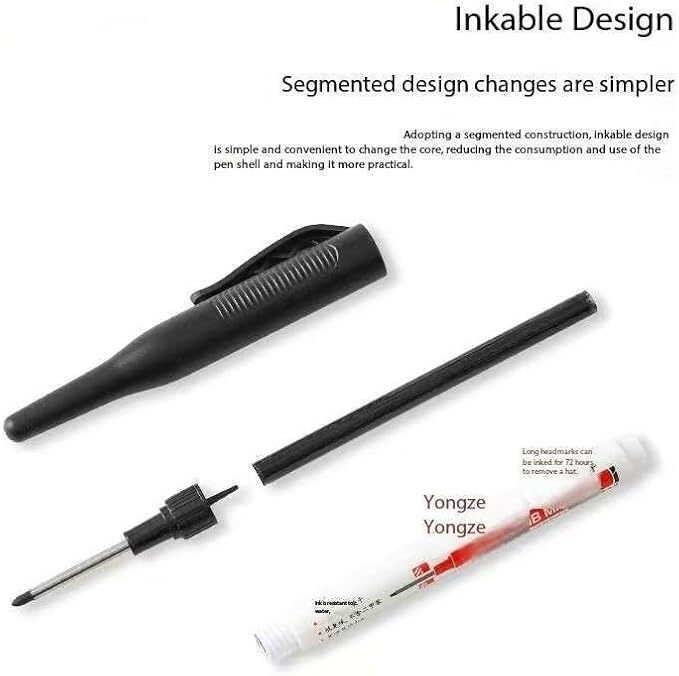 Long Head Deep Hole Marker, 20mm/30mm/45mm head deep hole marker 2025 Upgrade, Permanent, Quick-dry, Waterproof Long Nib, Colorful Carpenter Deep Reach Markers, 4 Color Set (30MM LONG HEAD)