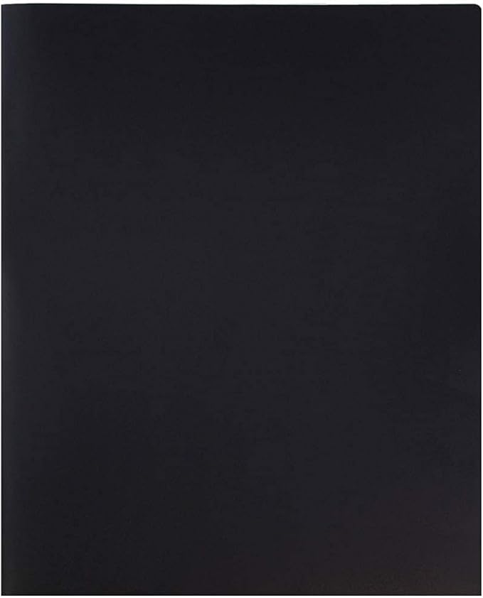 JAM PAPER Plastic 2 Pocket POP Folders - Durable School Folders - Black - 6/Pack