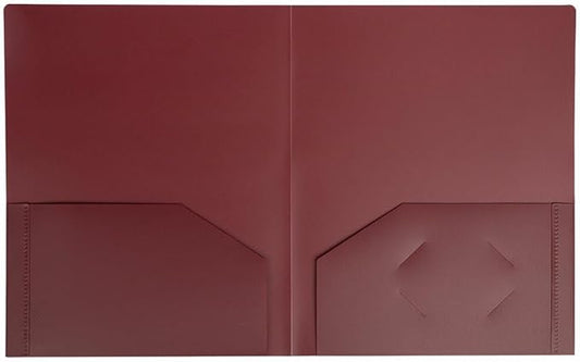 JAM PAPER Heavy Duty Plastic 2 Pocket Extra Tough School Folders - Burgundy - 3/Pack