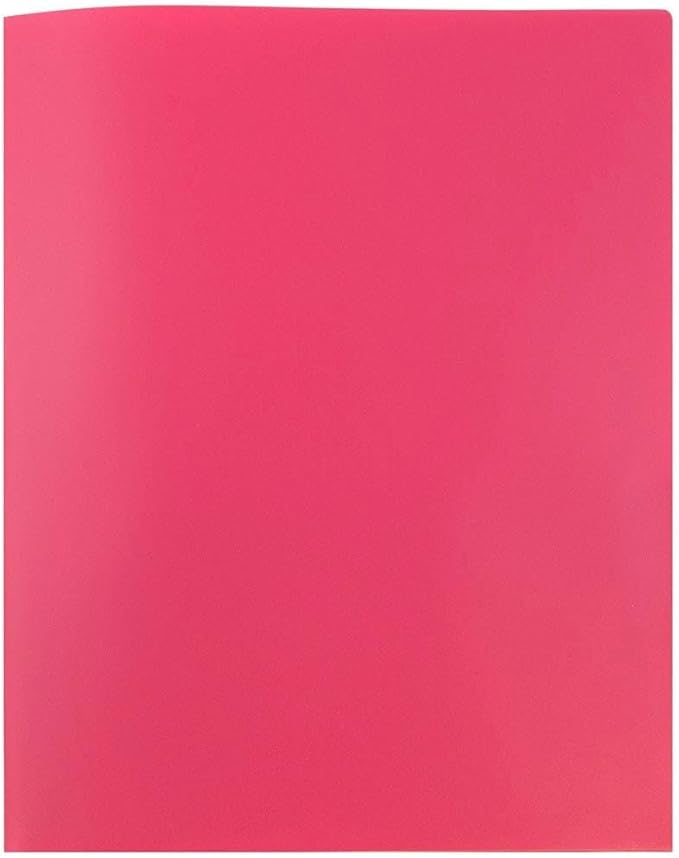 JAM PAPER Plastic 2 Pocket POP Folders - Durable School Folders - Fuchsia Hot Pink - Bulk 48/Pack