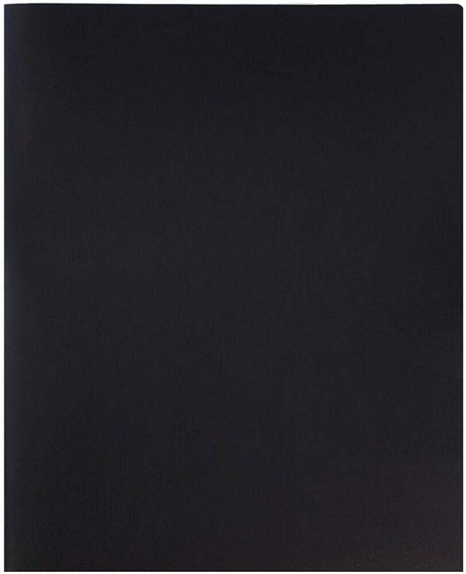 JAM PAPER Plastic 2 Pocket POP Folders - Durable School Folders - Black - Bulk 48/Pack