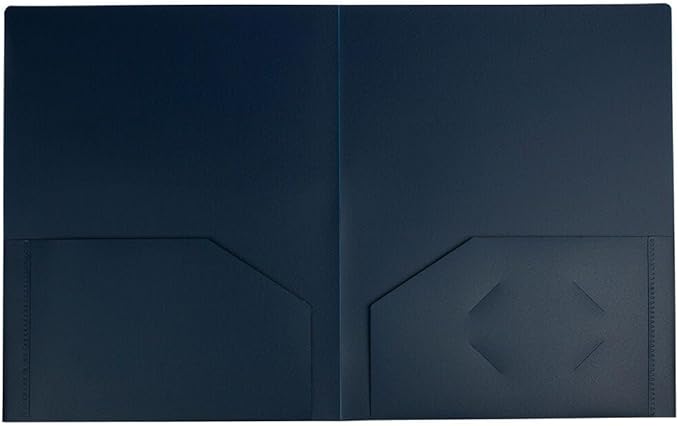 JAM PAPER Heavy Duty Plastic 2 Pocket Extra Tough School Folders - Navy Blue - 3/Pack
