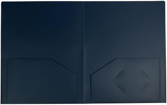 JAM PAPER Heavy Duty Plastic 2 Pocket Extra Tough School Folders - Navy Blue - 3/Pack