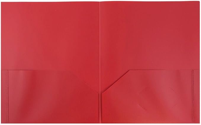 JAM PAPER Plastic 2 Pocket POP Folders - Durable School Folders - Red - Bulk 48/Pack