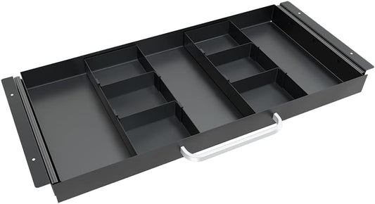 GOME Large Size Under Desk Slide out Pencil Drawer with Adjustable Space Divider Design for Storing Pencil and Office Accessories, Underdesk Pull out Tray Organizer Mounted for Sit Stand Workstation