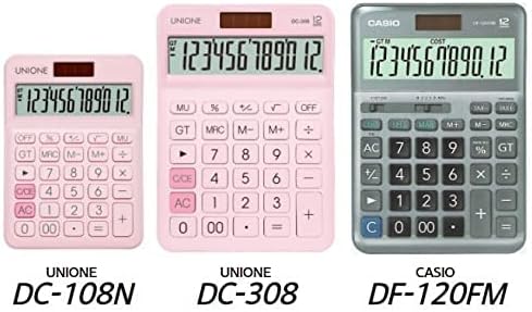 UNIONE Big Size Calculator with a Bright LCD, Dual Power Handheld Desktop. Color. Business, Office, High School 5×7in (WHITE)